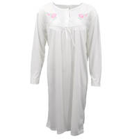 100% Cotton Women Nightie Night Gown Pajamas Pyjamas Winter Sleepwear PJs Dress, Light Pink, 20
