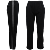 Men's Fleece Casual Sports Track Pants w Zip Pocket Striped Sweat Trousers S-6XL, Black w Grey Stripes, XL