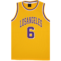 New Men's Basketball Jersey Sports T Shirt Tee Vest Tops Gym Chicago Los Angeles, Yellow - Los Angeles 6, M