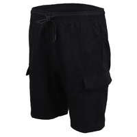 Men's Cargo Shorts 4 Pockets Cascual Work Trousers Active Pants Elastic Waist, Black, S