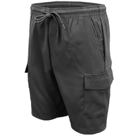 Men's Cargo Shorts 4 Pockets Cascual Work Trousers Active Pants Elastic Waist, Charcoal, S