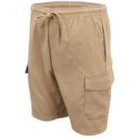 Men's Cargo Shorts 4 Pockets Cascual Work Trousers Active Pants Elastic Waist, Khaki, S