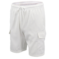 Men's Cargo Shorts 4 Pockets Cascual Work Trousers Active Pants Elastic Waist, White, XS