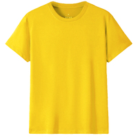 Adult 100% Cotton T-Shirt Unisex Men's Basic Plain Blank Crew Tee Tops Shirts, Yellow, 3XL