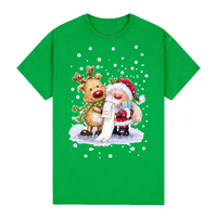 100% Cotton Christmas T-shirt Adult Unisex Tee Tops Funny Santa Party Custume, Reading Santa (Green), XL