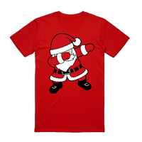 100% Cotton Christmas T-shirt Adult Unisex Tee Tops Funny Santa Party Custume, Dancing Santa (Red), 3XL