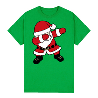 100% Cotton Christmas T-shirt Adult Unisex Tee Tops Funny Santa Party Custume, Dancing Santa (Green), S