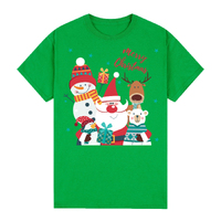 100% Cotton Christmas T-shirt Adult Unisex Tee Tops Funny Santa Party Custume, Santa Gathering (Green), S