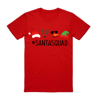 100% Cotton Christmas T-shirt Adult Unisex Tee Tops Funny Santa Party Custume, Santa Squad (Red), L