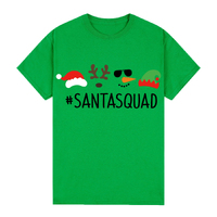 100% Cotton Christmas T-shirt Adult Unisex Tee Tops Funny Santa Party Custume, Santa Squad (Green), S