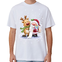 100% Cotton Christmas T-shirt Adult Unisex Tee Tops Funny Santa Party Custume, Reading Santa (White), 2XL