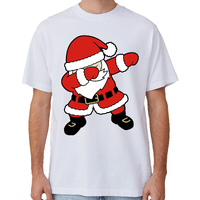 100% Cotton Christmas T-shirt Adult Unisex Tee Tops Funny Santa Party Custume, Dancing Santa (White), 2XL