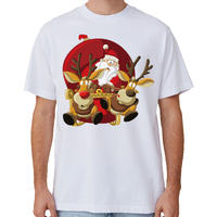 100% Cotton Christmas T-shirt Adult Unisex Tee Tops Funny Santa Party Custume, Santas Sleigh (White), 2XL