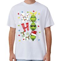 100% Cotton Christmas T-shirt Adult Unisex Tee Tops Funny Santa Party Custume, Shrek (White), 2XL