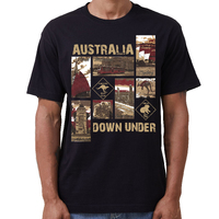 100% Cotton Australia Down Under Souvenir T-Shirt Unisex Adult Iconic Tee Top, Black, M