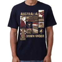 100% Cotton Australia Down Under Souvenir T-Shirt Unisex Adult Iconic Tee Top, Navy, 2XL