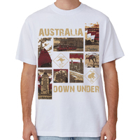 100% Cotton Australia Down Under Souvenir T-Shirt Unisex Adult Iconic Tee Top, White, 3XL