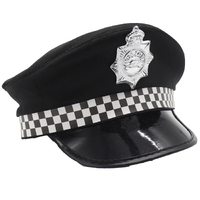 Police Officer Hat Cop Costume Party Cosplay Black Cap Badge Halloween Book Week