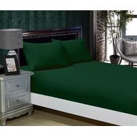 1000TC Ultra Soft Fitted Sheet & 2 Pillowcases Set - Double Size Bed - Dark Green