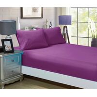 1000TC Ultra Soft Fitted Sheet & 2 Pillowcases Set - King Size Bed - Purple