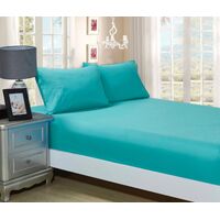 1000TC Ultra Soft Fitted Sheet & 2 Pillowcases Set - King Size Bed - Teal