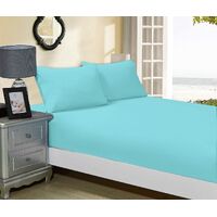 1000TC Ultra Soft Fitted Sheet & 2 Pillowcases Set - King Size Bed - Aqua