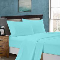 1000TC King Size Bed Soft Flat & Fitted Sheet Set Aqua