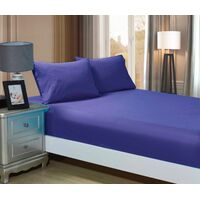 1000TC Ultra Soft Fitted Sheet & Pillowcase Set - King Single Size Bed - Royal Blue