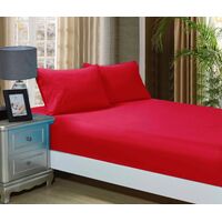 1000TC Ultra Soft Fitted Sheet & Pillowcase Set - King Single Size Bed - Red