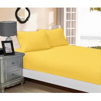 1000TC Ultra Soft Fitted Sheet & Pillowcase Set - King Single Size Bed - Yellow