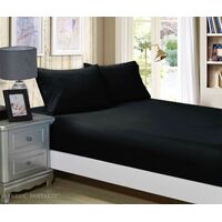 1000TC Ultra Soft Fitted Sheet & Pillowcase Set - Single Size Bed - Black