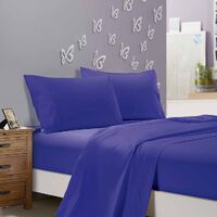 1000TC Ultra Soft Single Size Bed Royal Blue Flat & Fitted Sheet Set