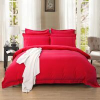 1000TC Tailored Double Size Red Duvet Quilt Cover Set