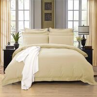 1000TC Tailored King Size Yellow Cream Duvet Quilt Cover Set