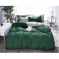 1000TC Reversible King Size Green and Grey Duvet Quilt Cover Set