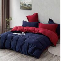 1000TC Reversible Queen Size Blue and Red Duvet Quilt Cover Set