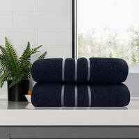 amor classic dobby stripe super soft premium cotton bath towel 2 pcs sailor blue