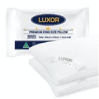 Luxor Australian Made Hotel King Size Pillow with 4cm Wall Twin Pack