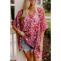 Azura Exchange Abstract Floral Print Oversize Tunic Top - M