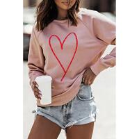 Azura Exchange Glitter Heart Raglan Pullover Sweatshirt - M