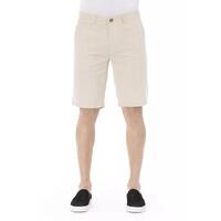 Solid Color Bermuda Shorts with Front Zipper and Button Closure. W48 US Men