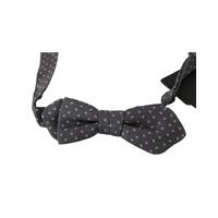 DOLCE & GABBANA Exclusive Gray Circles Pattern Silk Bow Tie One Size Men