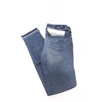 Slim 5-Pocket Jeans with Logo Details and Fringed Bottoms W31 US Women