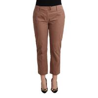 100% Authentic COSTUME NATIONAL Mid Waist Cotton Tapered Cropped Pants with Logo Details 38 IT Women