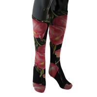 Floral Stretch Stockings with Logo Details S Women