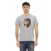 Round Neck Short Sleeve T-shirt with Front Print M Men
