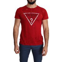 100% Authentic Red Cotton Stretch T-Shirt with Round Neck and Short Sleeves XL Men