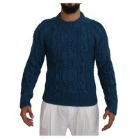 Blue Crewneck Pullover Sweater with Logo Details 44 IT Men