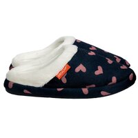 ARCHLINE Orthotic Slippers Slip On Scuffs Pain Relief Moccasins - Navy with Hearts - EUR 35 (Womens US 4)