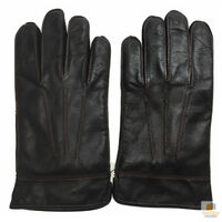 DENTS Sheepskin Leather Gloves with Detail Mens Warm Winter ML8043 - Brown - Small